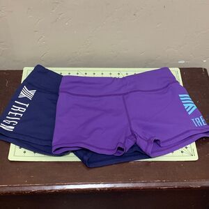 2 Pair Women's Treign Athletic CrossFit Workout Shorts Sz Medium Blue Purple